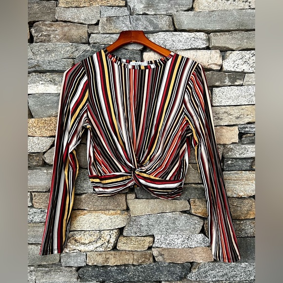 Women’s Gaze knotted front striped crop top size L - Picture 1 of 4